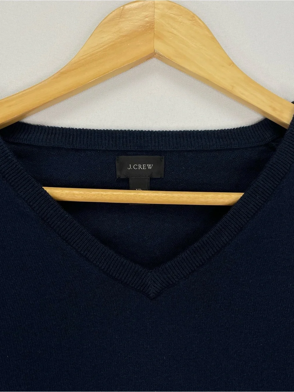 J.CREW Cotton Cashmere Blend Sweater Men’s XXL Navy Blue Knit V-Neck Pullover